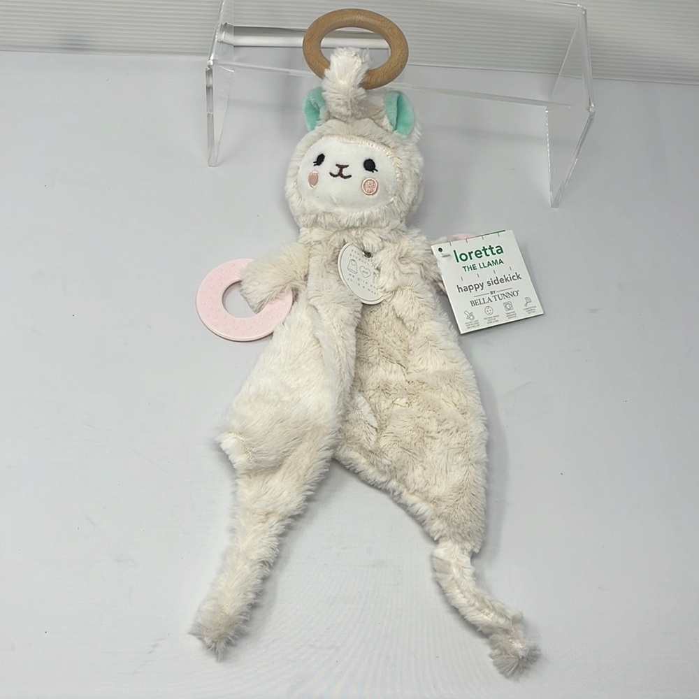 Bella Tunno Happy Sidekick Loretta the Llama Lovey Rattle Plush Security Blanket